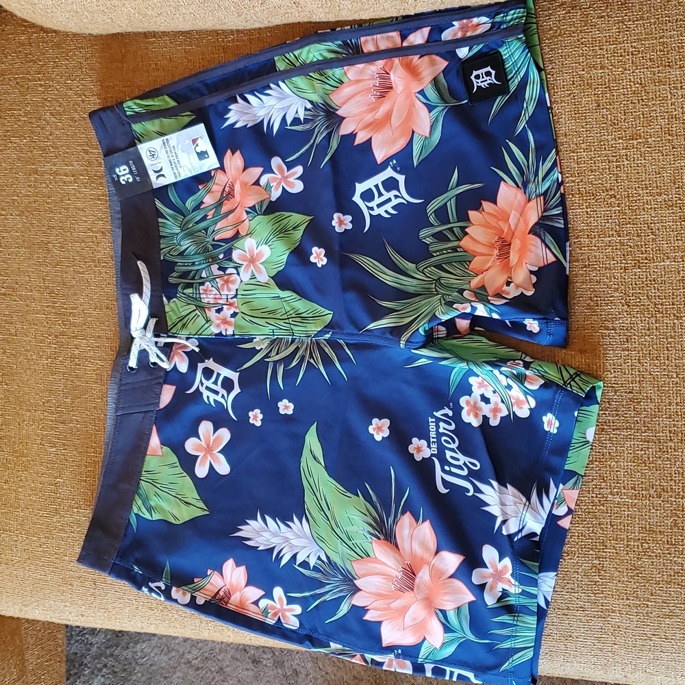 Detroit Tigers Hurley x '47 Phantom Tailgate Swim Shorts